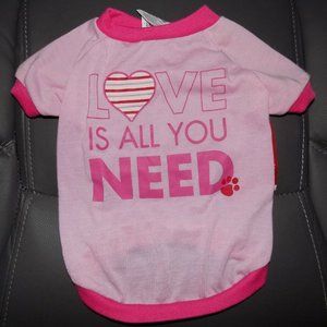 LUV-A-PET LOVE IS ALL YOU NEED PINK TEE DOG TEE SIZE M NEW